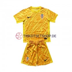 Kroatien Torwart Euro 2024 Kinder Trikotset Heim Gelb Kurzarm