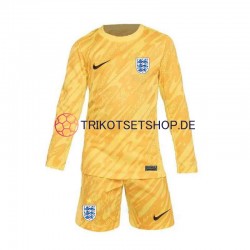 England Torwart Euro 2024 Kinder Trikotset Auswärts Gelb Langarm