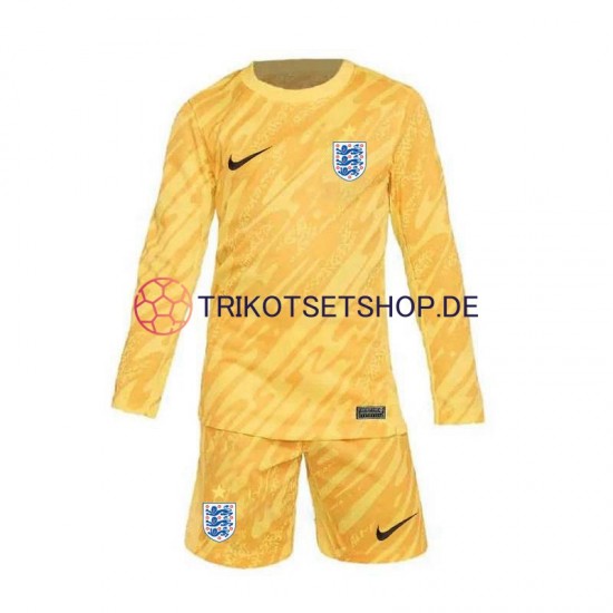England Torwart Euro 2024 Kinder Trikotset Auswärts Gelb Langarm
