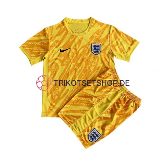 England Torwart Euro 2024 Kinder Trikotset Auswärts Gelb Kurzarm