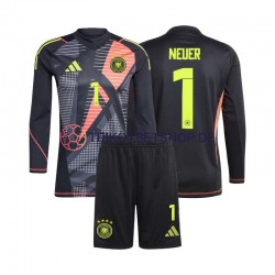 Deutschland Torwart Manuel Neuer 1 Euro 2024 Kinder Trikotset Heim Schwarz Langarm
