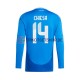 Italien Chiesa 14 Euro 2024 Herren Trikot Heim Blau Langarm