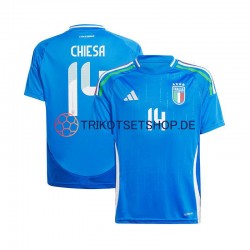 Italien Chiesa 14 Euro 2024 Herren Trikot Heim Blau Kurzarm