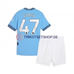 Manchester City Phil Foden 47 2024-2025 Kinder Trikotset Heim Blau Kurzarm
