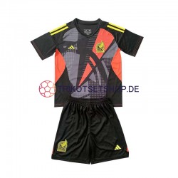 Mexiko Torwart 2024 Kinder Trikotset Heim Schwarz Kurzarm