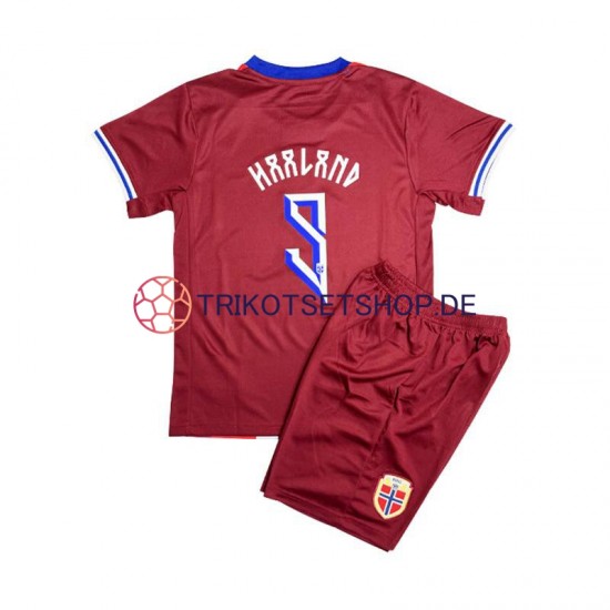 Norwegen Erling Haaland 9 2024 Kinder Trikotset Heim Rot Kurzarm