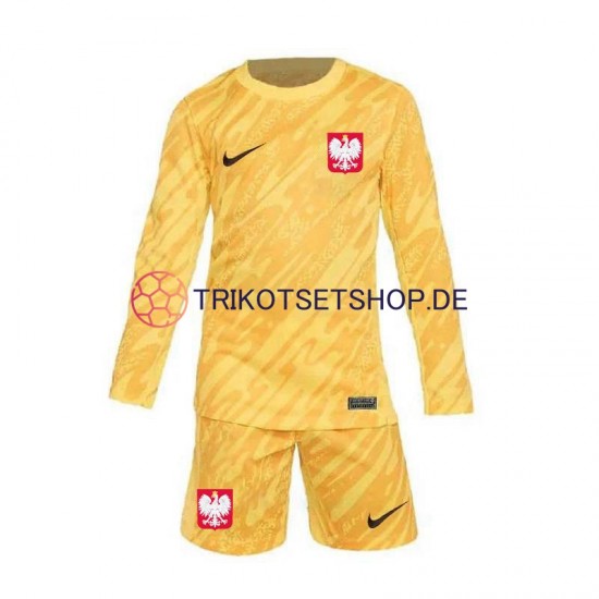 Polen Torwart Euro 2024 Kinder Trikotset Heim Gelb Langarm