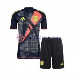 Spanien Torwart Euro 2024 Kinder Trikotset Auswärts Schwarz Kurzarm