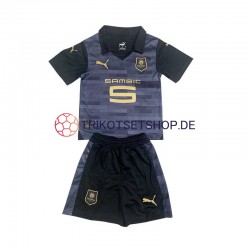 Stade Rennes 2023-2024 Kinder Trikotset Ausweich Schwarz Kurzarm