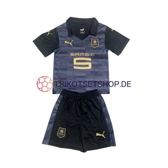 Stade Rennes 2023-2024 Kinder Trikotset Ausweich Schwarz Kurzarm