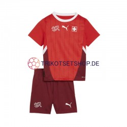Schweiz Euro 2024 Kinder Trikotset Heim Rot Kurzarm