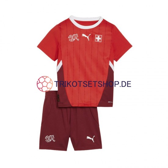 Schweiz Euro 2024 Kinder Trikotset Heim Rot Kurzarm