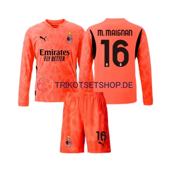 AC Mailand Torwart Mike Maignan 16 2024-2025 Kinder Trikotset Viertes Langarm