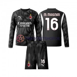 AC Mailand Torwart Mike Maignan 16 2024-2025 Kinder Trikotset Heim Schwarz Langarm