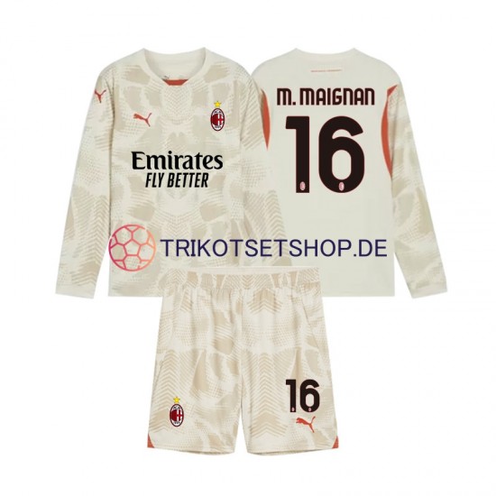 AC Mailand Torwart Mike Maignan 16 2024-2025 Kinder Trikotset Ausweich Langarm