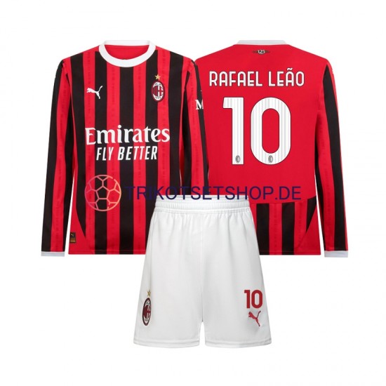 AC Mailand Rafael Leao 10 2024-2025 Kinder Trikotset Heim Langarm