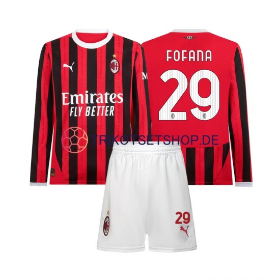AC Mailand Youssouf Fofana 29 2024-2025 Kinder Trikotset Heim Langarm