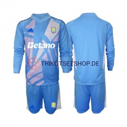 Aston Villa Torwart 2024-2025 Kinder Trikotset Ausweich Blau Langarm