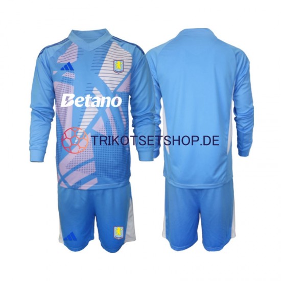 Aston Villa Torwart 2024-2025 Kinder Trikotset Ausweich Blau Langarm