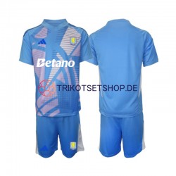 Aston Villa Torwart 2024-2025 Kinder Trikotset Ausweich Blau Kurzarm