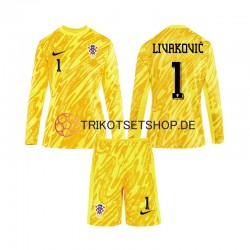 Kroatien Torwart DOMINIK LIVAKOVIC 1 Euro 2024 Kinder Trikotset Heim Langarm