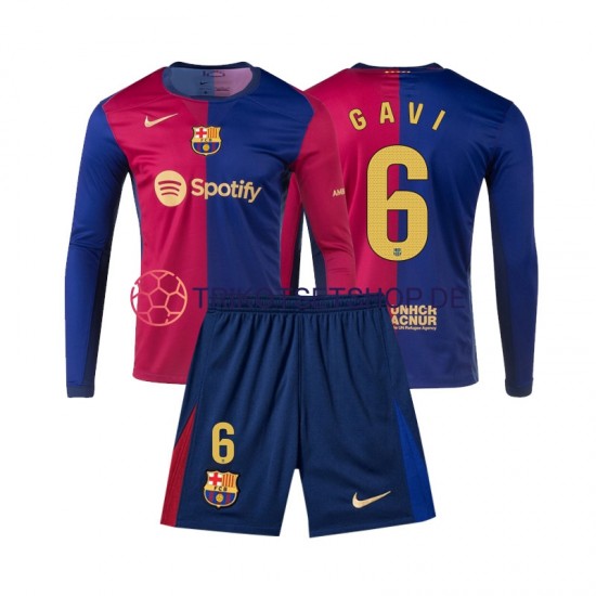 FC Barcelona Gavi 6 2024-2025 Kinder Trikotset Heim Langarm