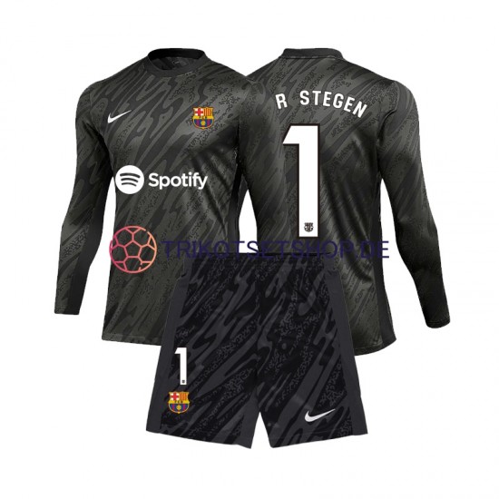 FC Barcelona Torwart Ter Stegen 1 2024-2025 Kinder Trikotset Ausweich Langarm