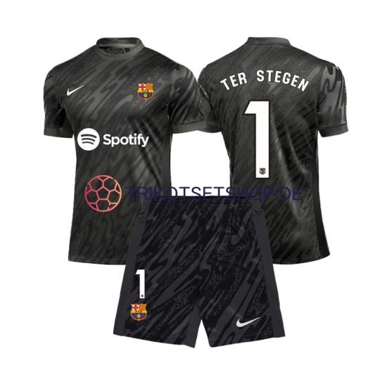 FC Barcelona Torwart Ter Stegen 1 2024-2025 Kinder Trikotset Ausweich Kurzarm