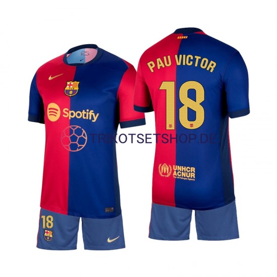FC Barcelona Pau Victor 18 2024-2025 Kinder Trikotset Heim Kurzarm