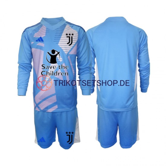 Juventus Turin Torwart 2024-2025 Kinder Trikotset Heim Blau Langarm