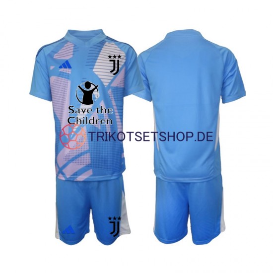 Juventus Turin Torwart 2024-2025 Kinder Trikotset Heim Blau Kurzarm