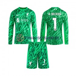 Liverpool Torwart Alisson Becker 1 2024-2025 Kinder Trikotset Auswärts Langarm
