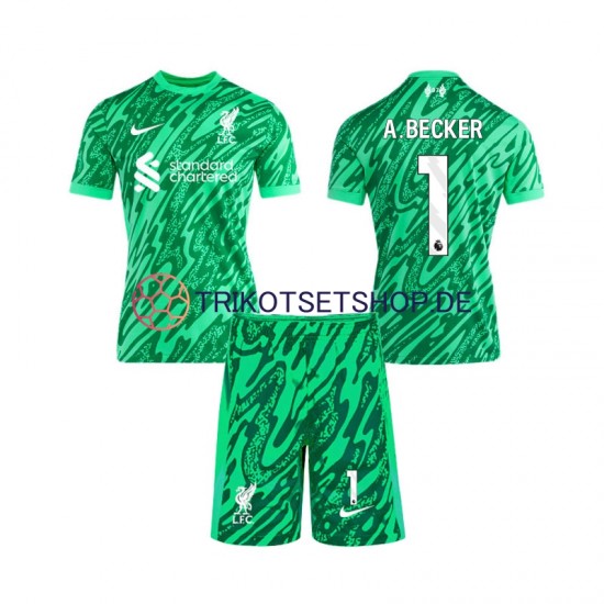 Liverpool Torwart Alisson Becker 1 2024-2025 Kinder Trikotset Auswärts Kurzarm