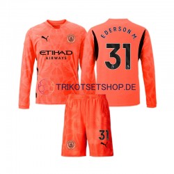 Manchester City Torwart Ederson Moraes 31 2024-2025 Kinder Trikotset Auswärts Langarm