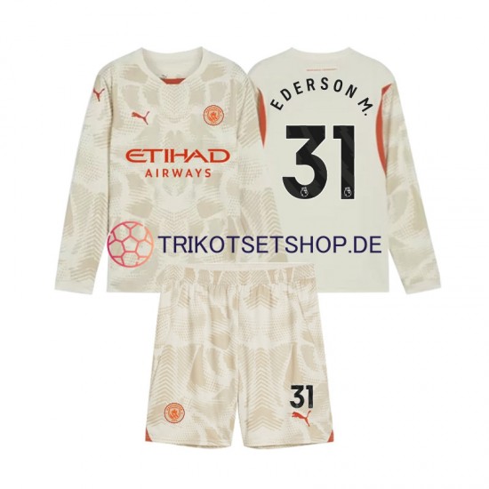 Manchester City Torwart Ederson Moraes 31 2024-2025 Kinder Trikotset Ausweich Langarm