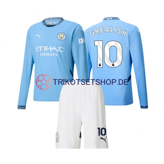 Manchester City Jack Grealish 10 2024-2025 Kinder Trikotset Heim Langarm