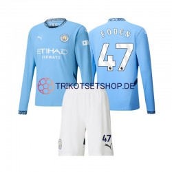 Manchester City Phil Foden 47 2024-2025 Kinder Trikotset Heim Langarm