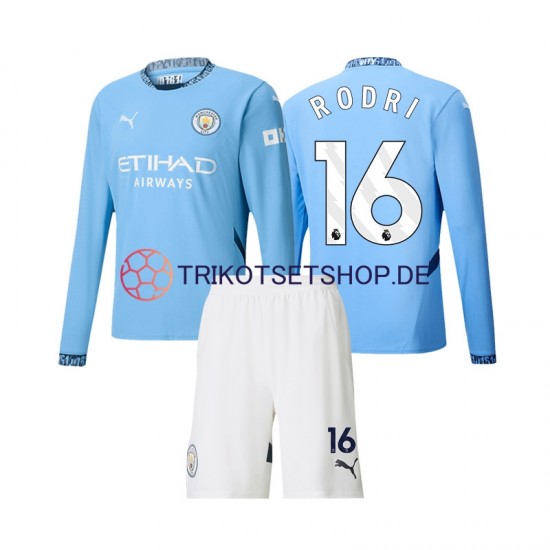 Manchester City Rodri 16 2024-2025 Kinder Trikotset Heim Langarm