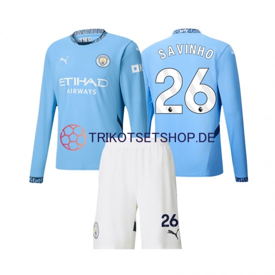 Manchester City Savinho 26 2024-2025 Kinder Trikotset Heim Langarm