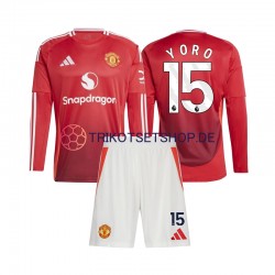 Manchester United Leny Yoro 15 2024-2025 Kinder Trikotset Heim Langarm