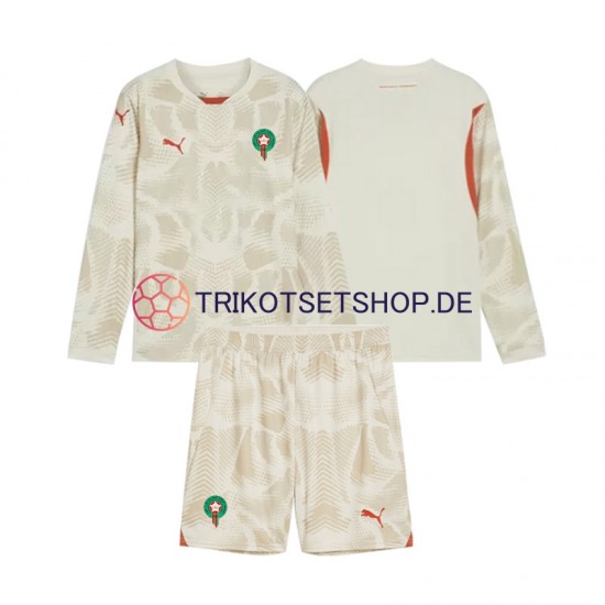 Marokko Torwart 2024 Kinder Trikotset Auswärts Langarm