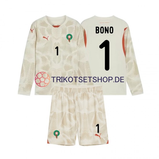 Marokko Torwart Yassine Bounou 1 2024 Kinder Trikotset Auswärts Langarm