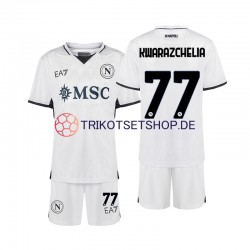 SSC Neapel Khvicha Kvaratskhelia 77 2024-2025 Kinder Trikotset Auswärts Kurzarm