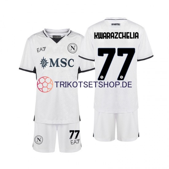SSC Neapel Khvicha Kvaratskhelia 77 2024-2025 Kinder Trikotset Auswärts Kurzarm