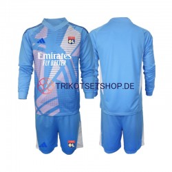 Olympique Lyon Torwart 2024-2025 Kinder Trikotset Ausweich Blau Langarm