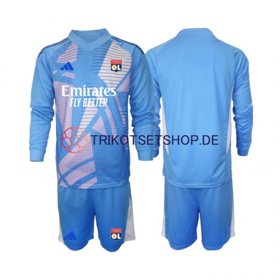 Olympique Lyon Torwart 2024-2025 Kinder Trikotset Ausweich Blau Langarm
