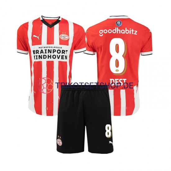 PSV Eindhoven Sergino Dest 8 2024-2025 Kinder Trikotset Heim Kurzarm