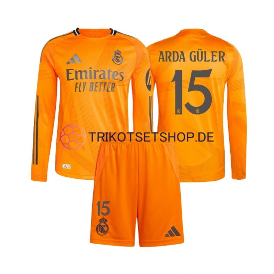 Real Madrid Arda Guler 15 2024-2025 Kinder Trikotset Auswärts Langarm