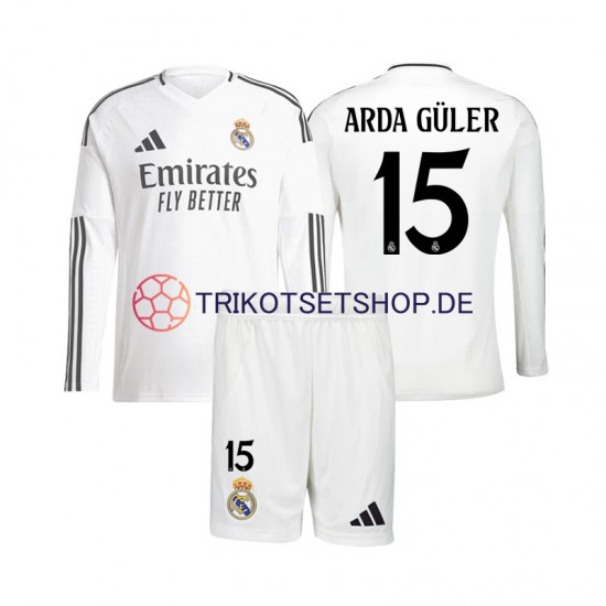 Real Madrid Arda Guler 15 2024-2025 Kinder Trikotset Heim Langarm