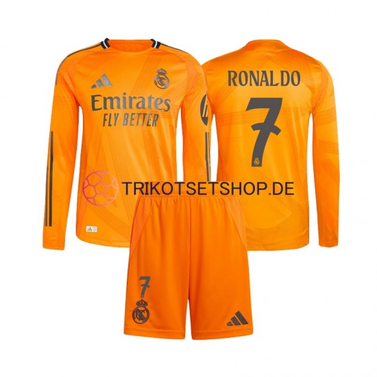 Real Madrid Cristiano Ronaldo 7 2024-2025 Kinder Trikotset Auswärts Langarm